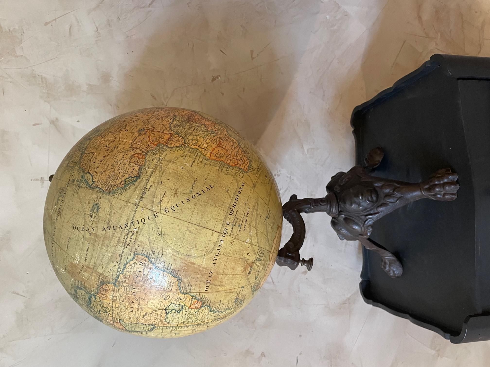 19th Century French Metal and Paper World Globe, 1880s 1