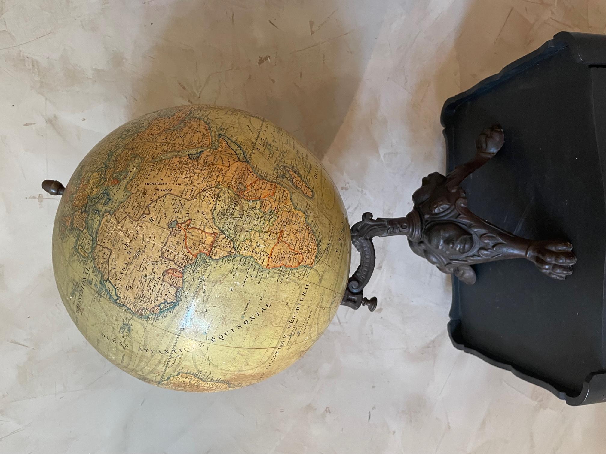 19th Century French Metal and Paper World Globe, 1880s 2