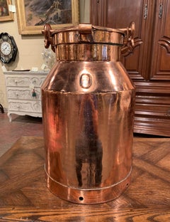 19th Century French Metal and Polished Copper Milk Container