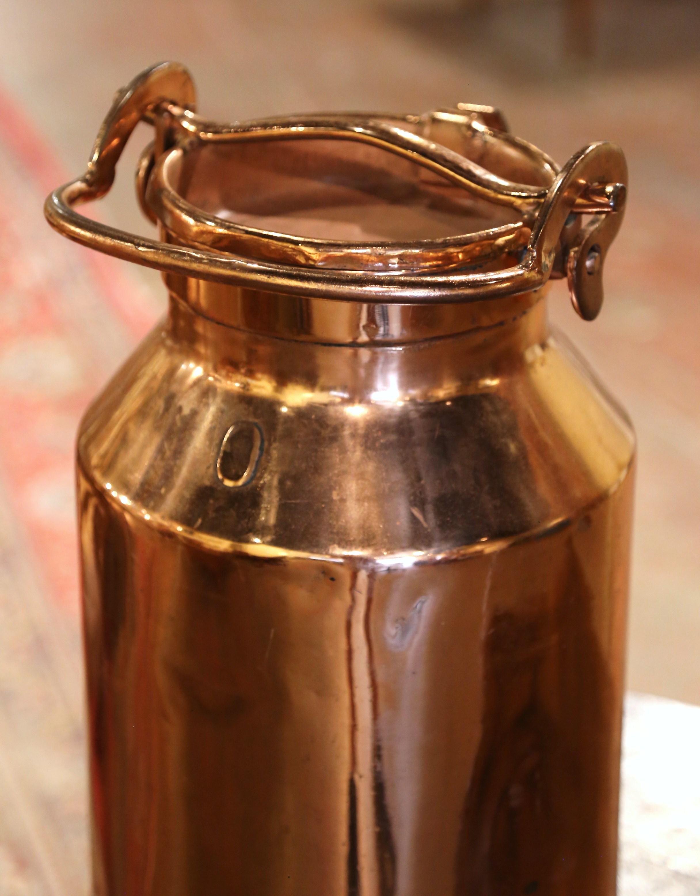 Hand-Crafted 19th Century French Metal and Polished Copper Milk Container