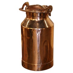 Antique 19th Century French Metal and Polished Copper Milk Container
