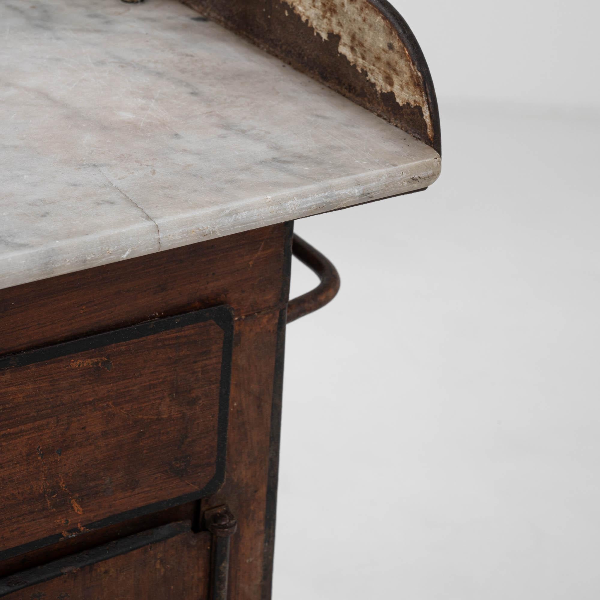 19th Century French Metal Bedside Table With Marble Top For Sale 7