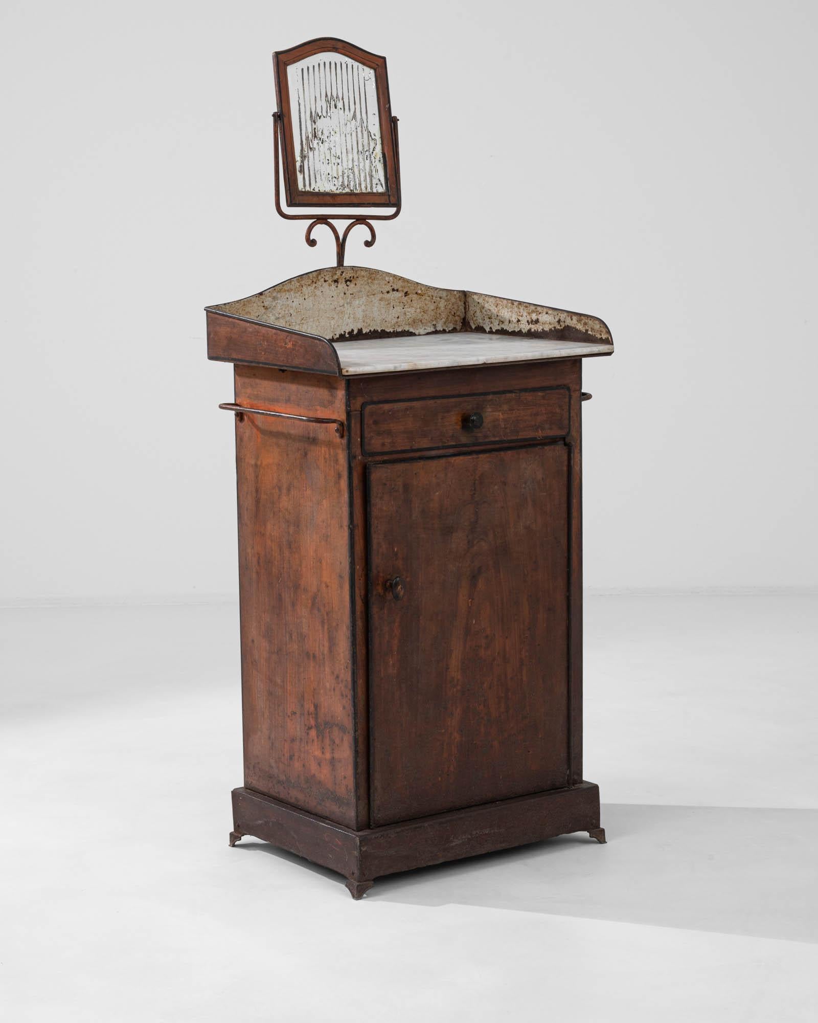 19th Century French Metal Bedside Table With Marble Top For Sale 4