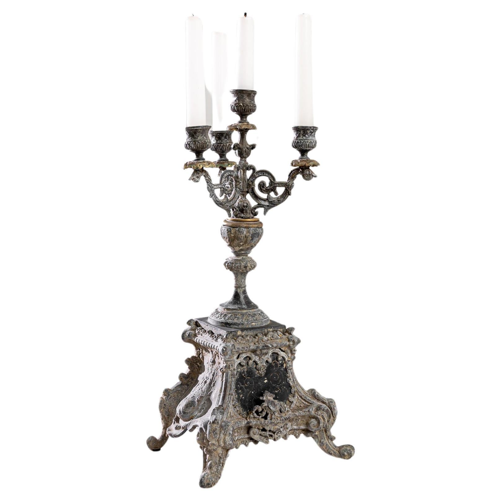 19th Century French Metal Candlestick For Sale