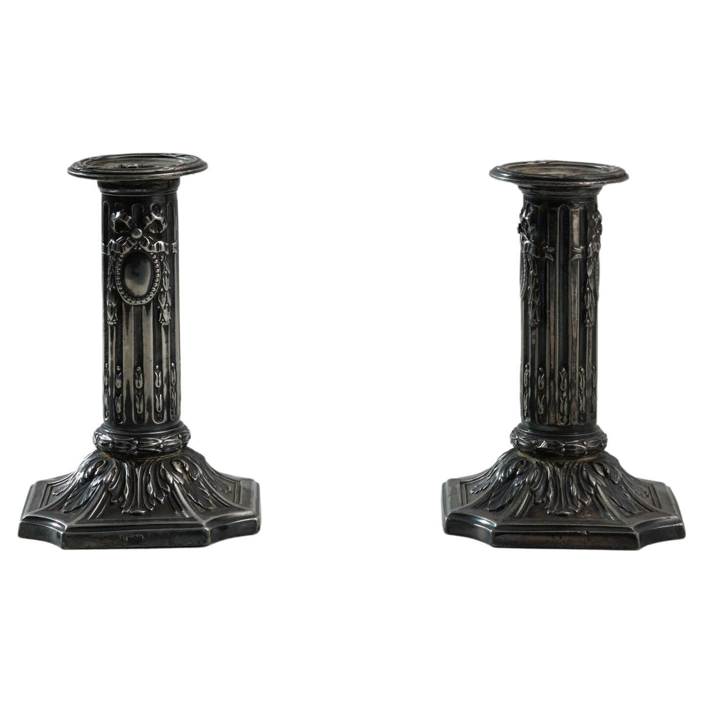 19th Century French Metal Candlesticks  For Sale