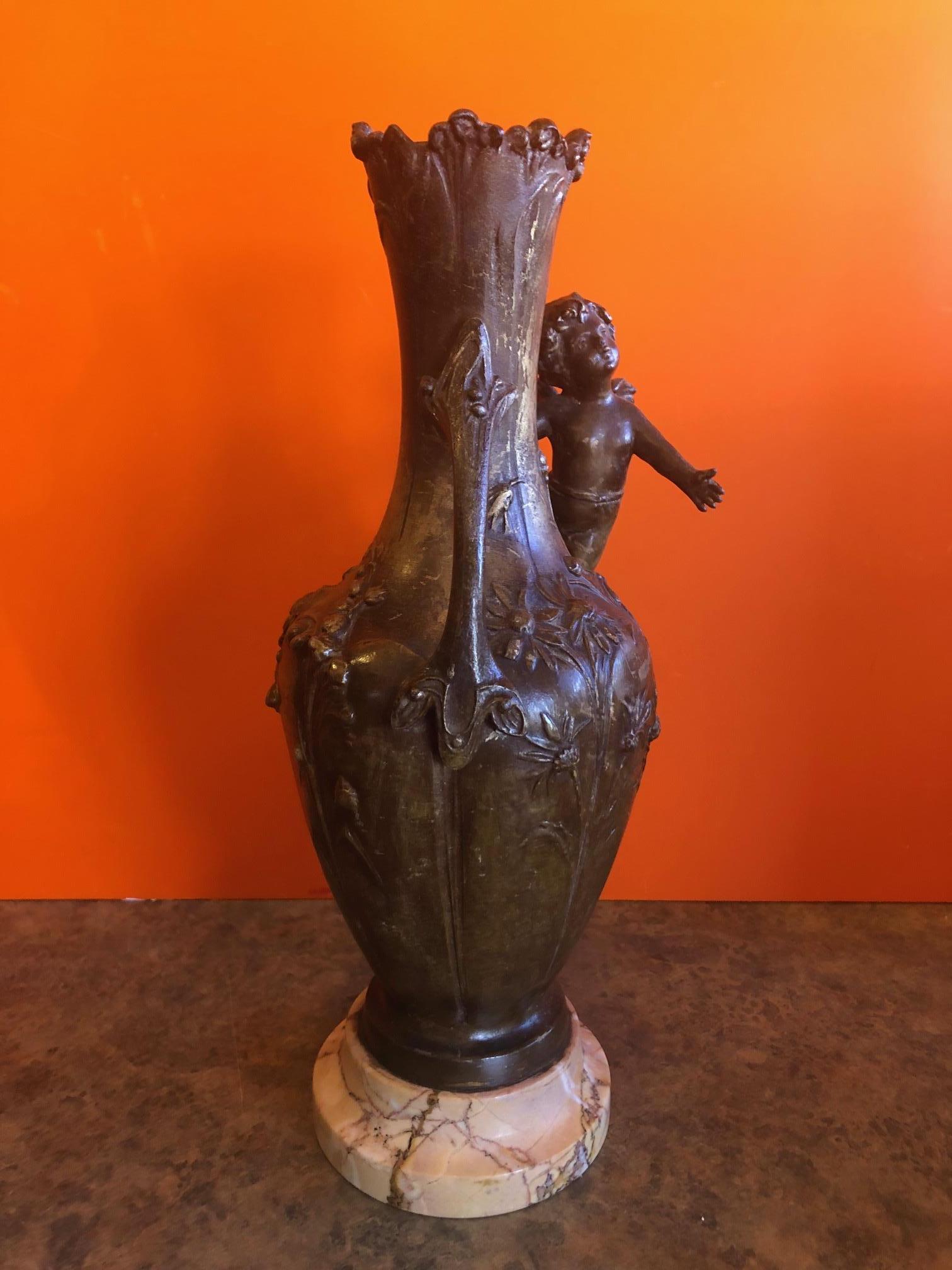 19th Century French Metal Cupid Vase For Sale 1