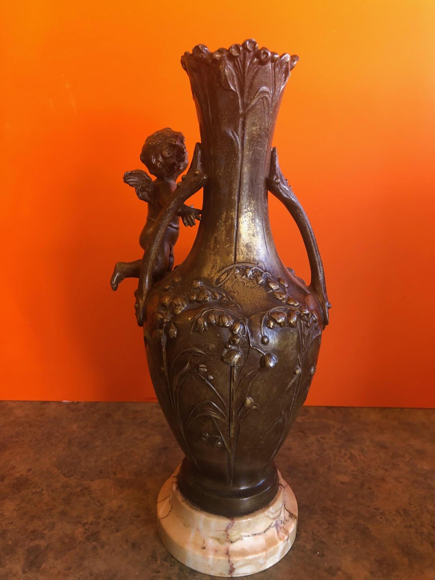 19th Century French Metal Cupid Vase For Sale 2