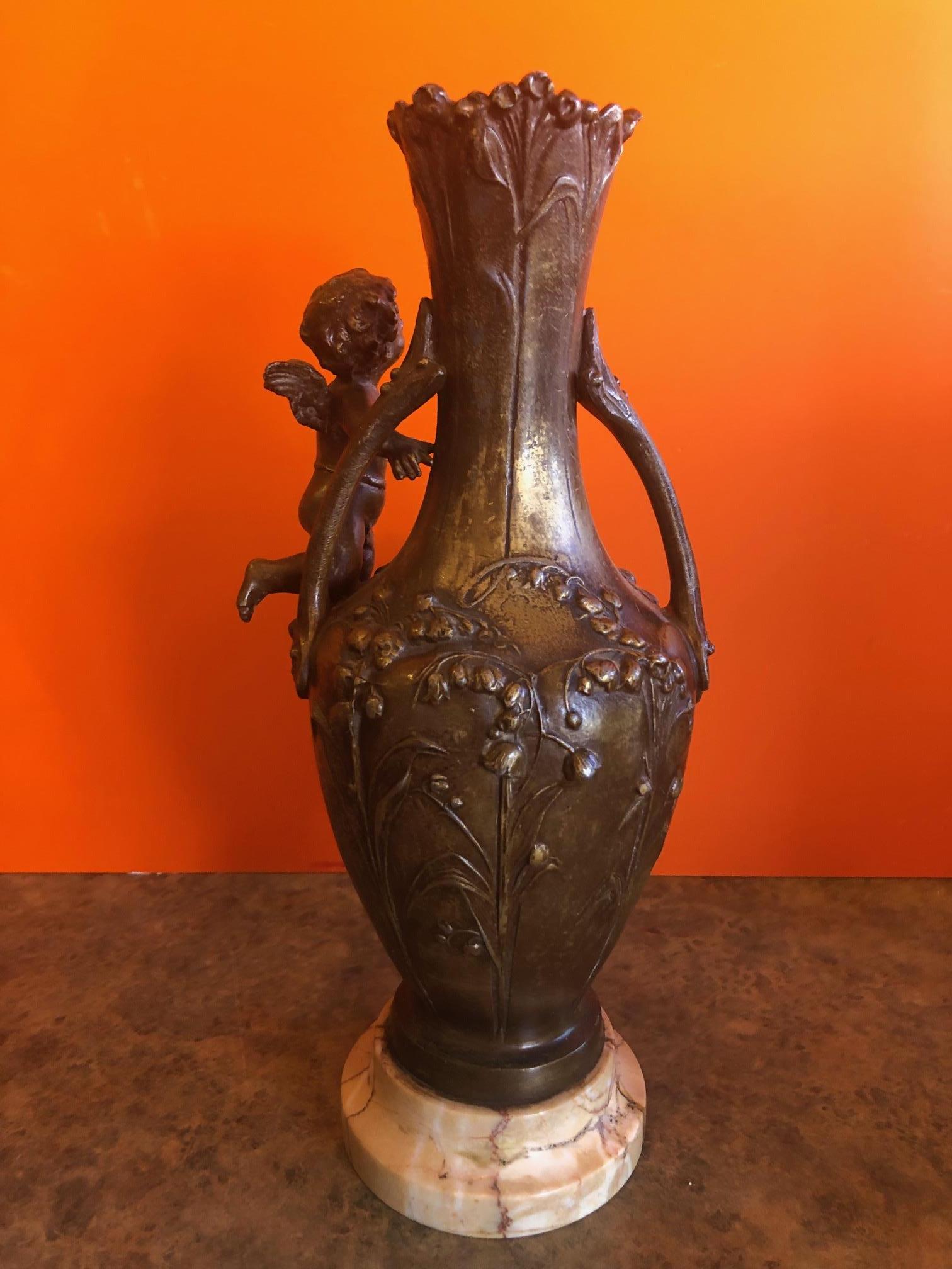 19th Century French Metal Cupid Vase For Sale 3