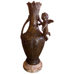 19th Century French Metal Cupid Vase