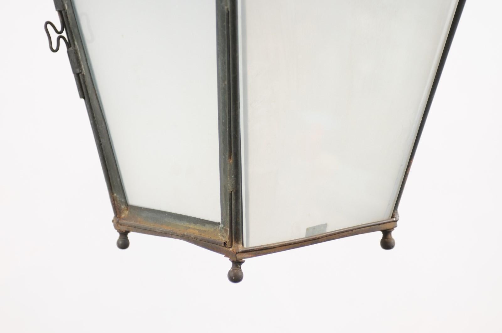19th Century French Metal & Glass Lantern ca. 1850 For Sale 6