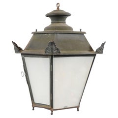 Antique 19th Century French Metal & Glass Lantern ca. 1850