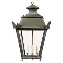 Lanterne française en métal et verre du 19e siècle vers 1850