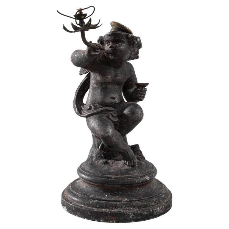 19th Century French Metal Oil Lamp For Sale at 1stDibs
