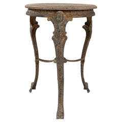 19th Century French Metal Side Table With Wooden Top
