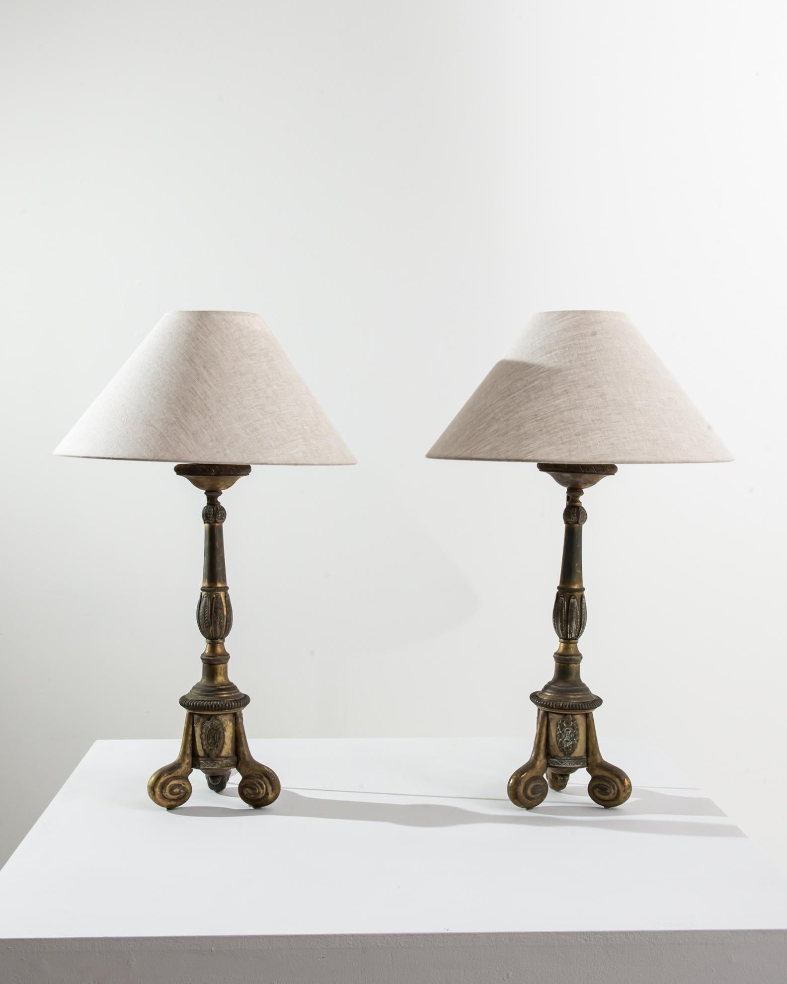 19th Century French Metal Table Lamps, a Pair In Good Condition In High Point, NC