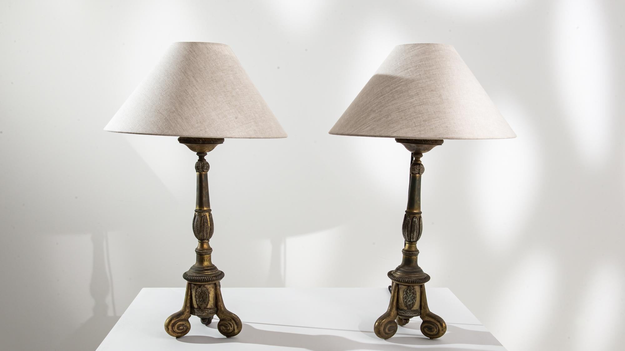 19th Century French Metal Table Lamps, a Pair 3