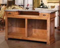 19th Century French Metal Top Carved Pine Bar Cabinet from Normandy