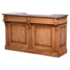 19th Century French Metal Top Carved Pine Bar Cabinet from Normandy