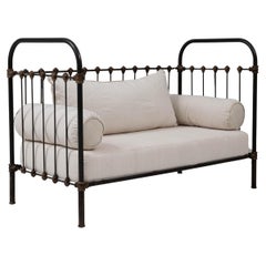 Antique 19th Century French Metal & Upholstered Daybed