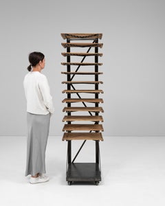 19th Century French Metal & Wooden Shelf On Wheels