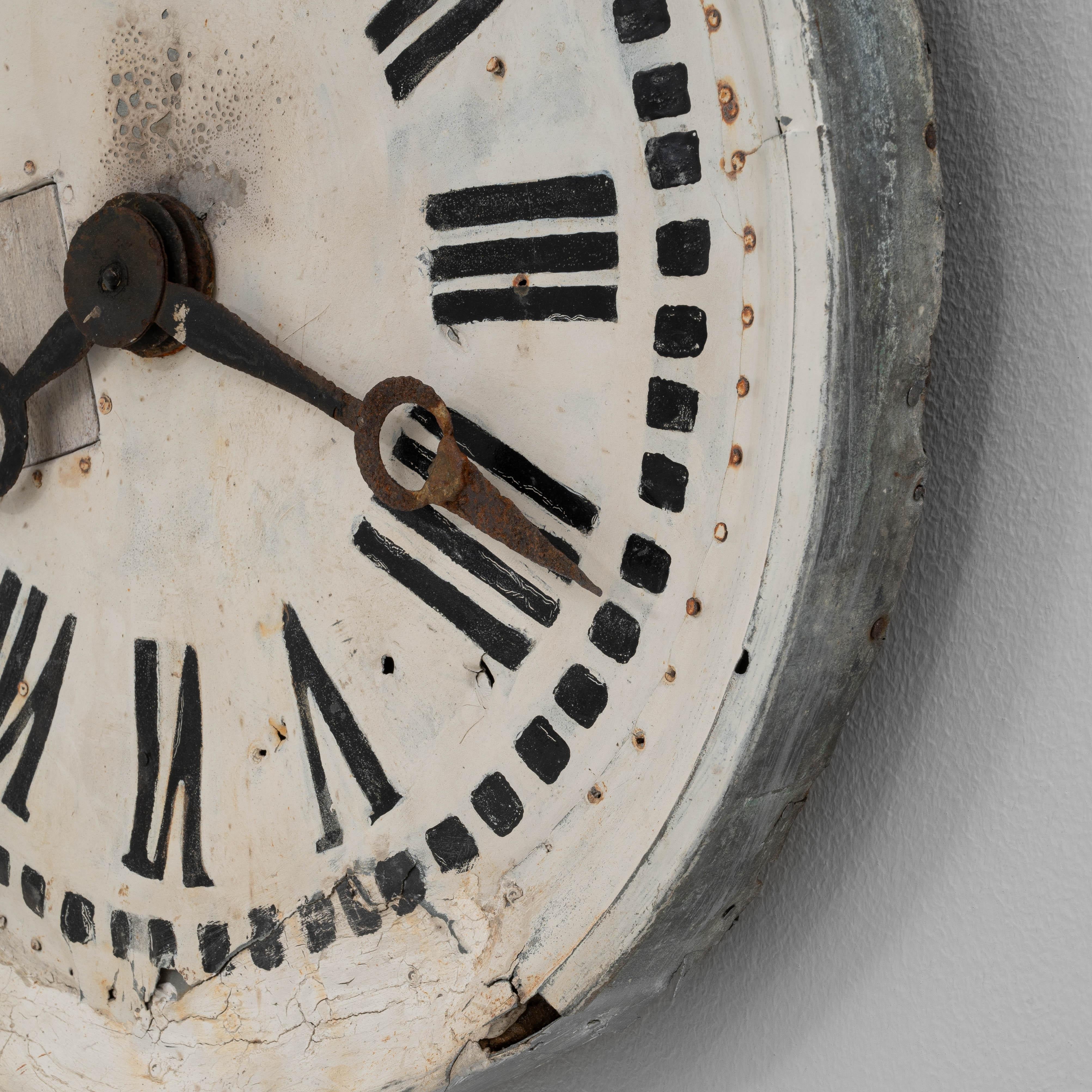 19th Century French Metal & Wooden Wall Clock im Angebot 4
