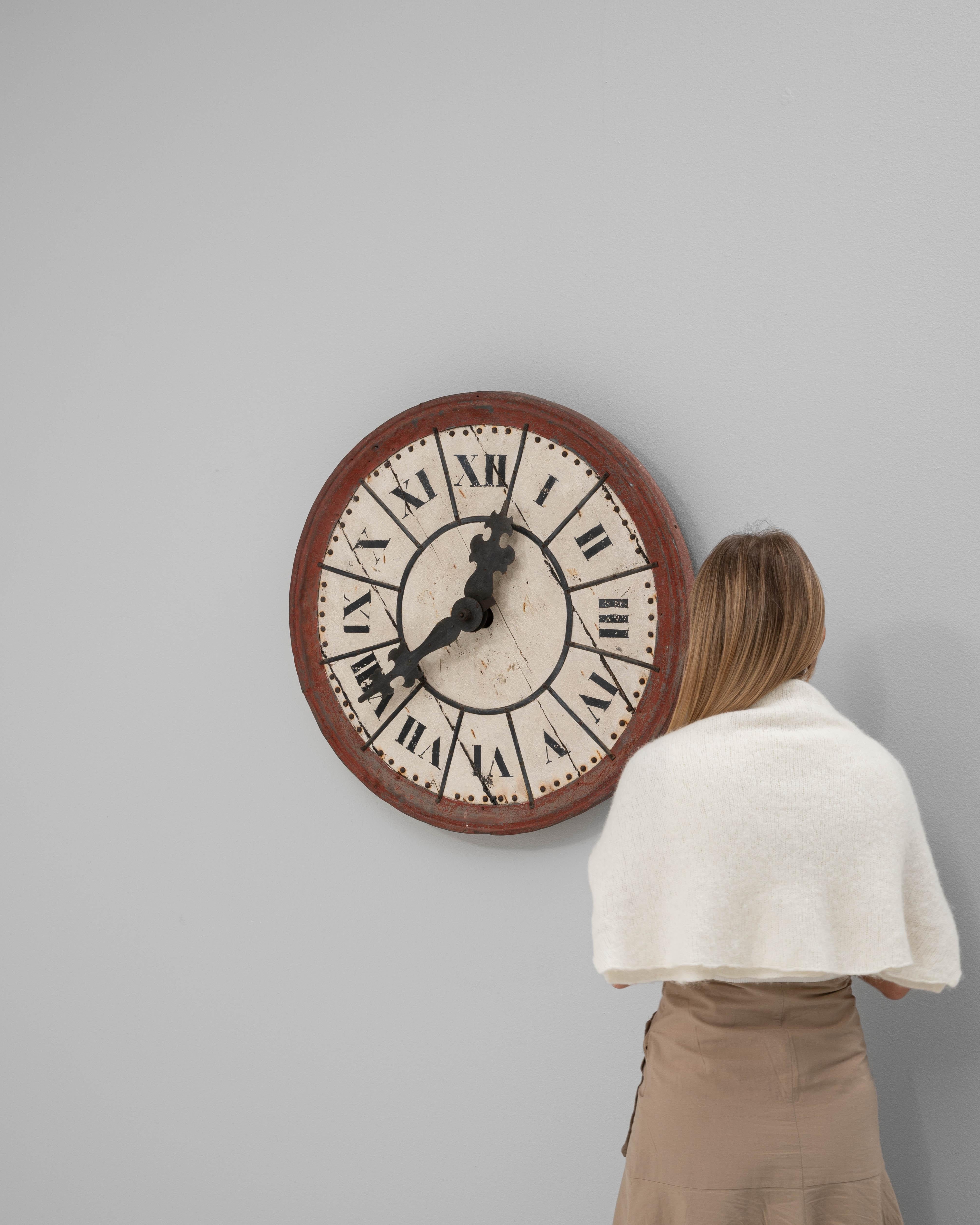 19th Century French Metal & Wooden Wall Clock (19. Jahrhundert) im Angebot