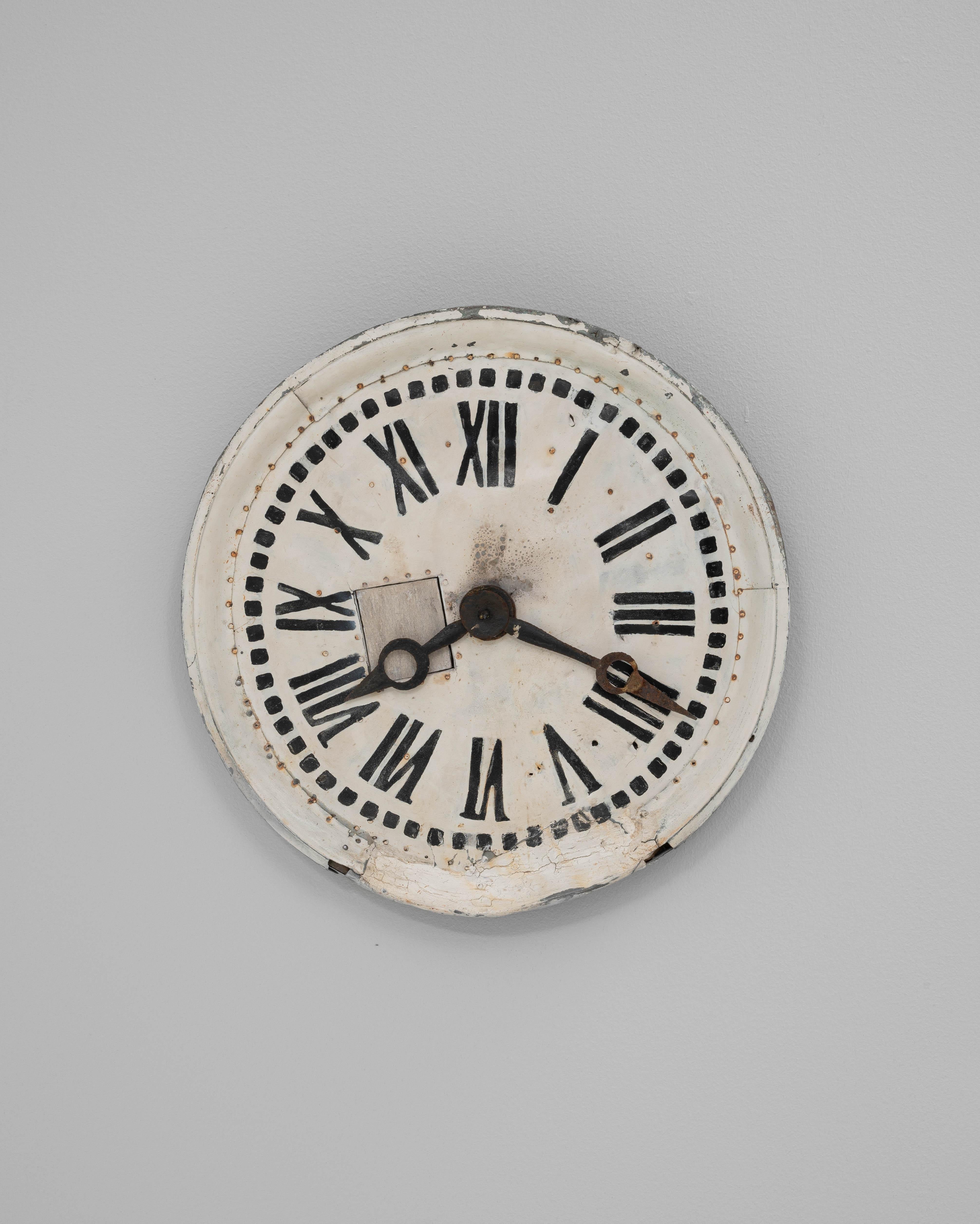 19th Century French Metal & Wooden Wall Clock im Angebot 1