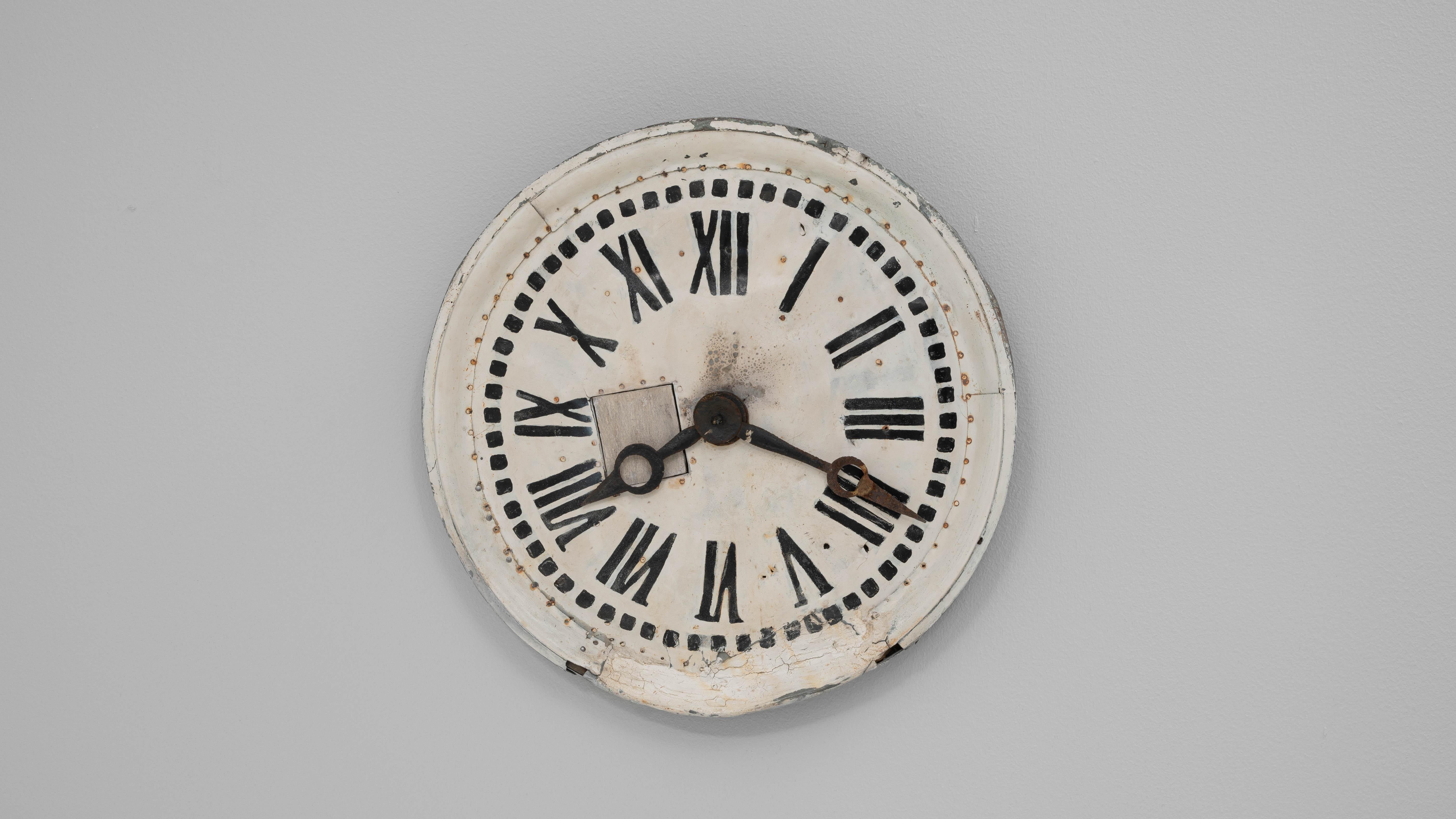19th Century French Metal & Wooden Wall Clock im Angebot 2