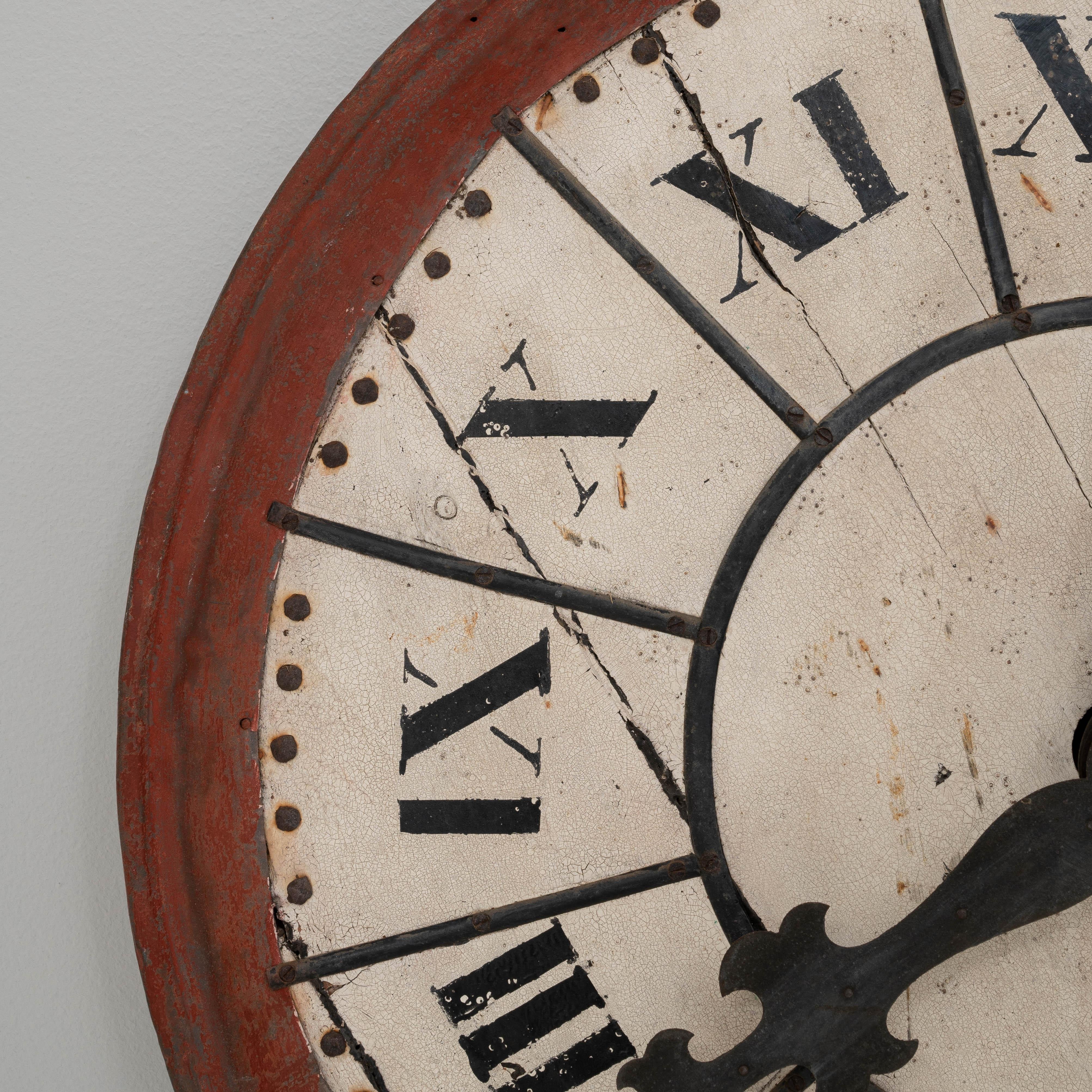 19th Century French Metal & Wooden Wall Clock im Angebot 2