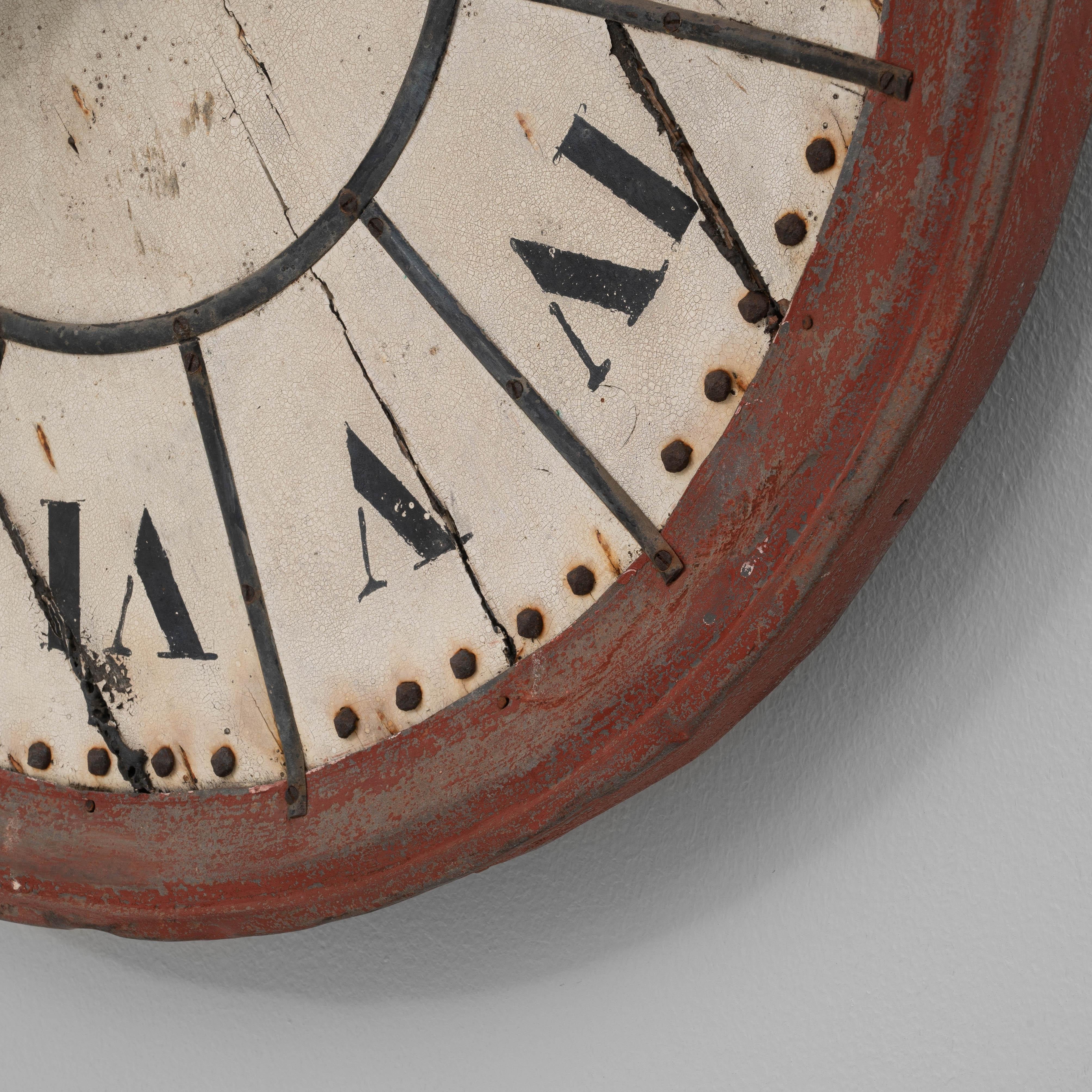 19th Century French Metal & Wooden Wall Clock im Angebot 3