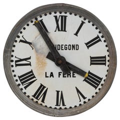 Antique 19th Century French Metal & Wooden Wall Clock
