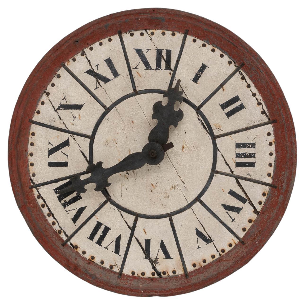 19th Century French Metal & Wooden Wall Clock