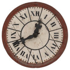 Antique 19th Century French Metal & Wooden Wall Clock