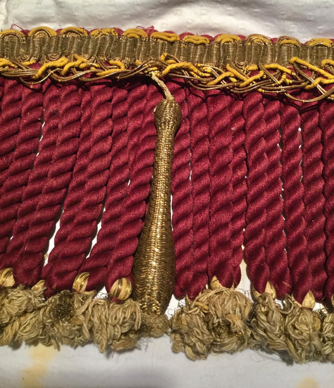 Fabric Large 19th Century French Metallic Trim with Tassels