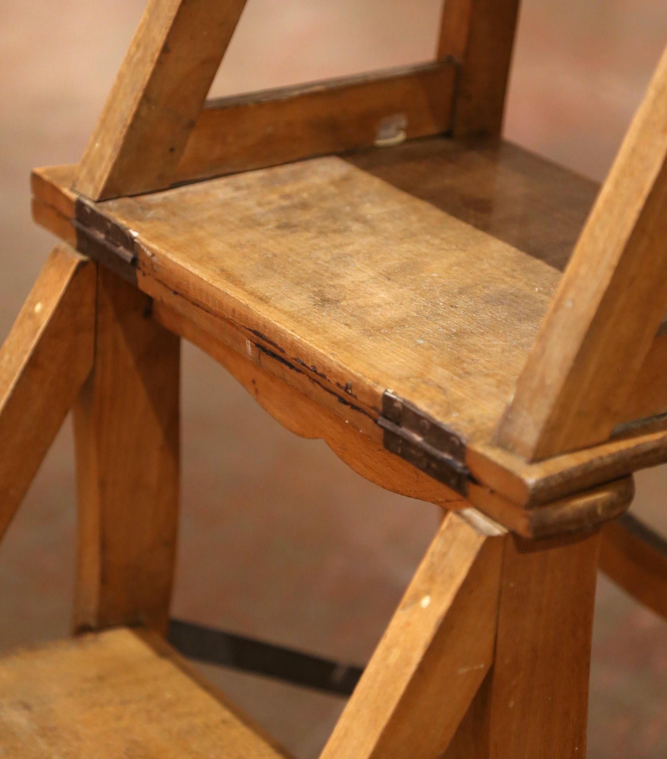 19th Century French Metamorphic Beech Ladder Chair with Four Steps For Sale 10