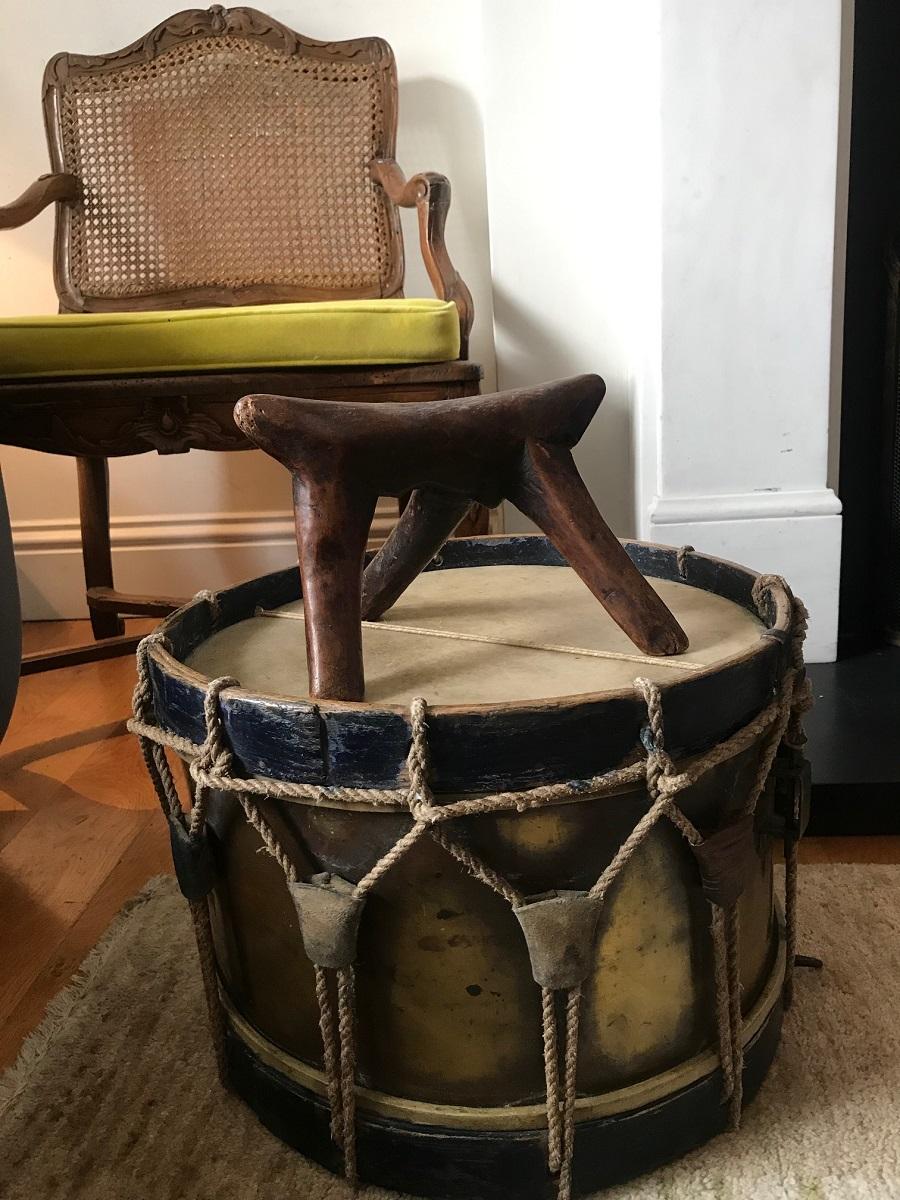 Brass 19th Century French Military Drum, Stamped Giroult Paris For Sale