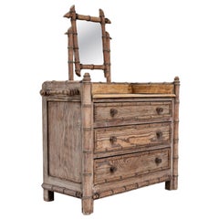19th Century French Mini Chest of Drawers with Bamboo Design