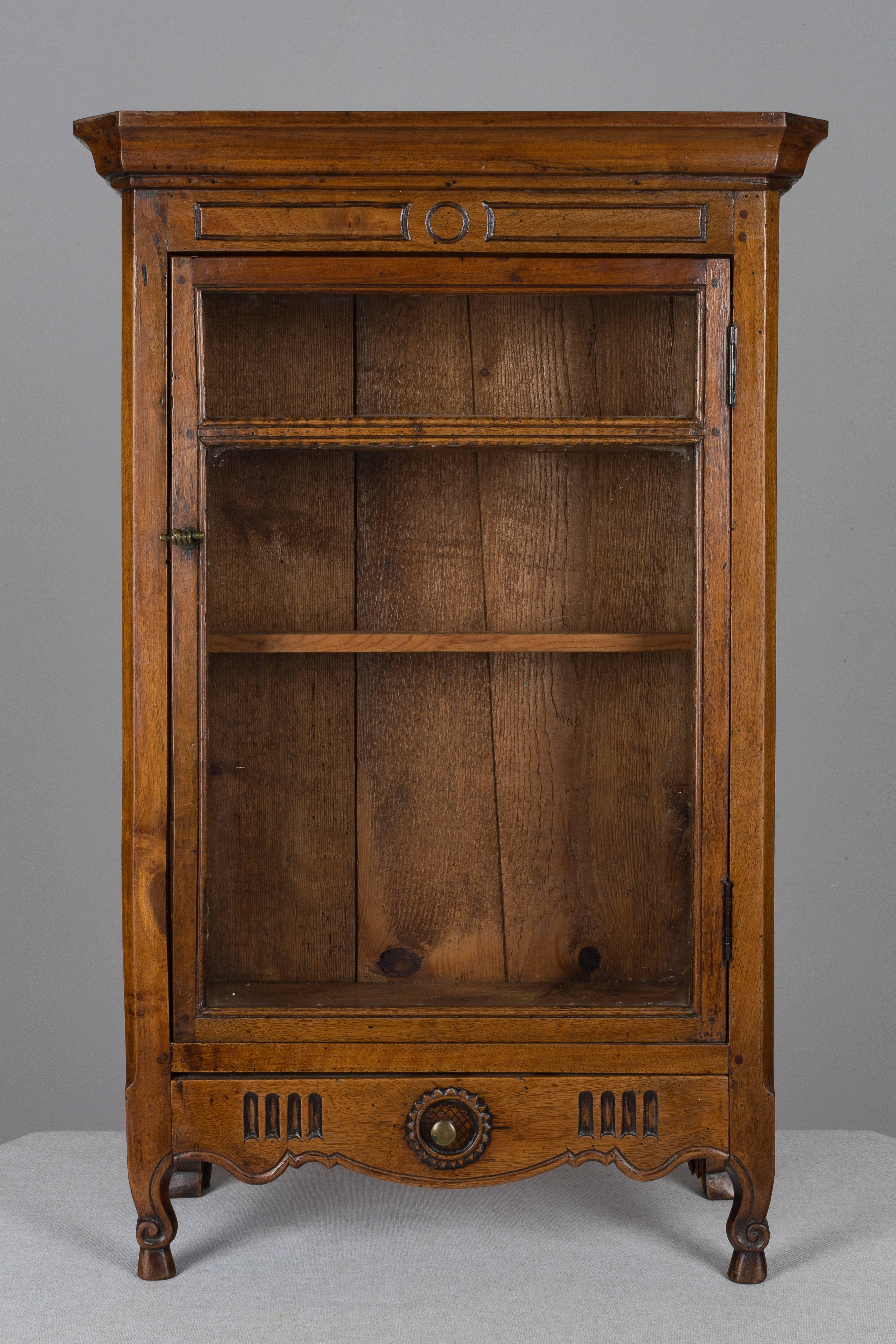 Walnut 19th Century French Miniature Armoire or Provençal Verrio