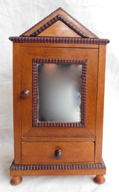 19th Century French Miniature Cabinet Armoire with Mirrored Door