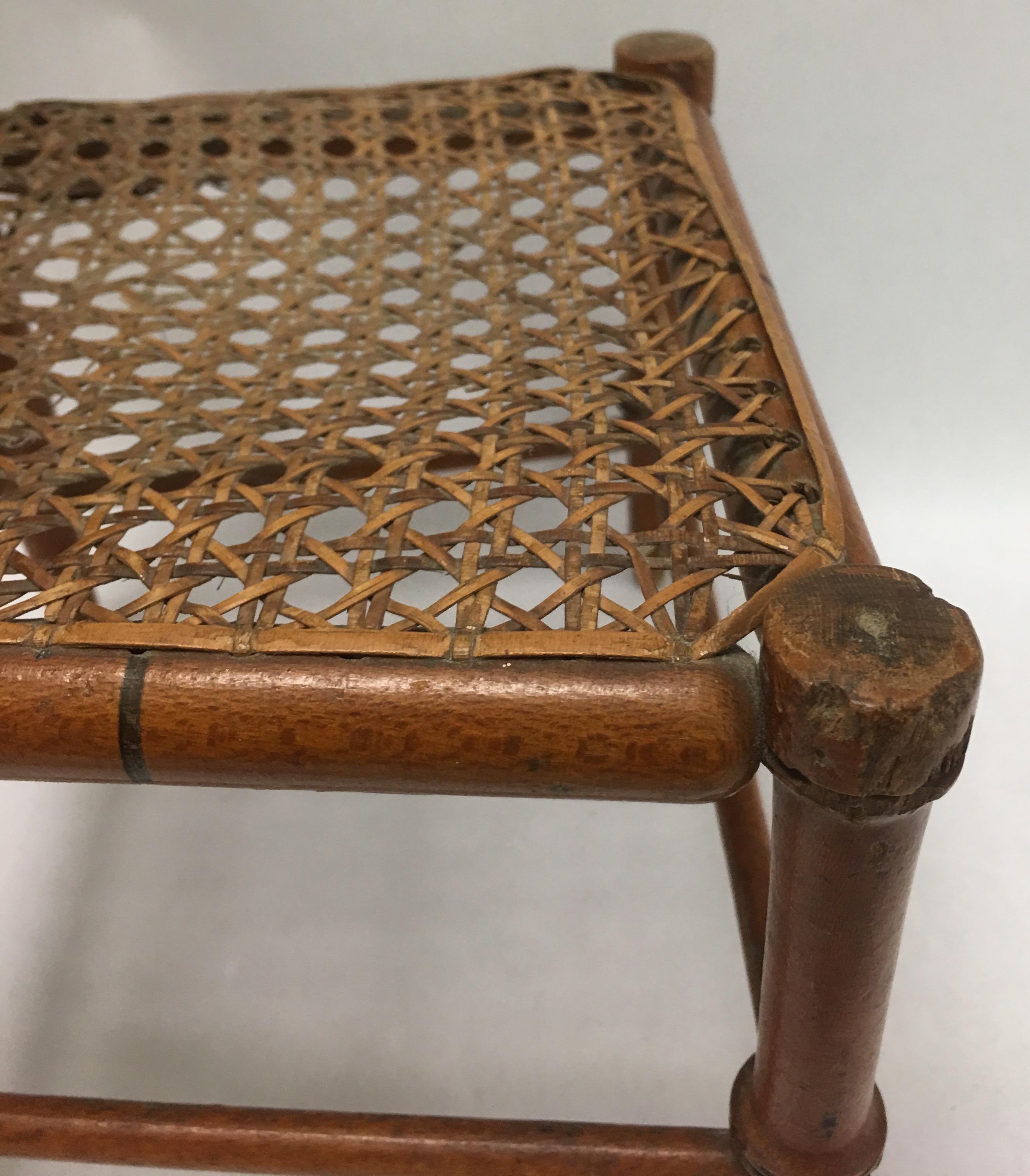 19th Century French Miniature Fruitwood Faux Bamboo and Cane Doll Chair 1