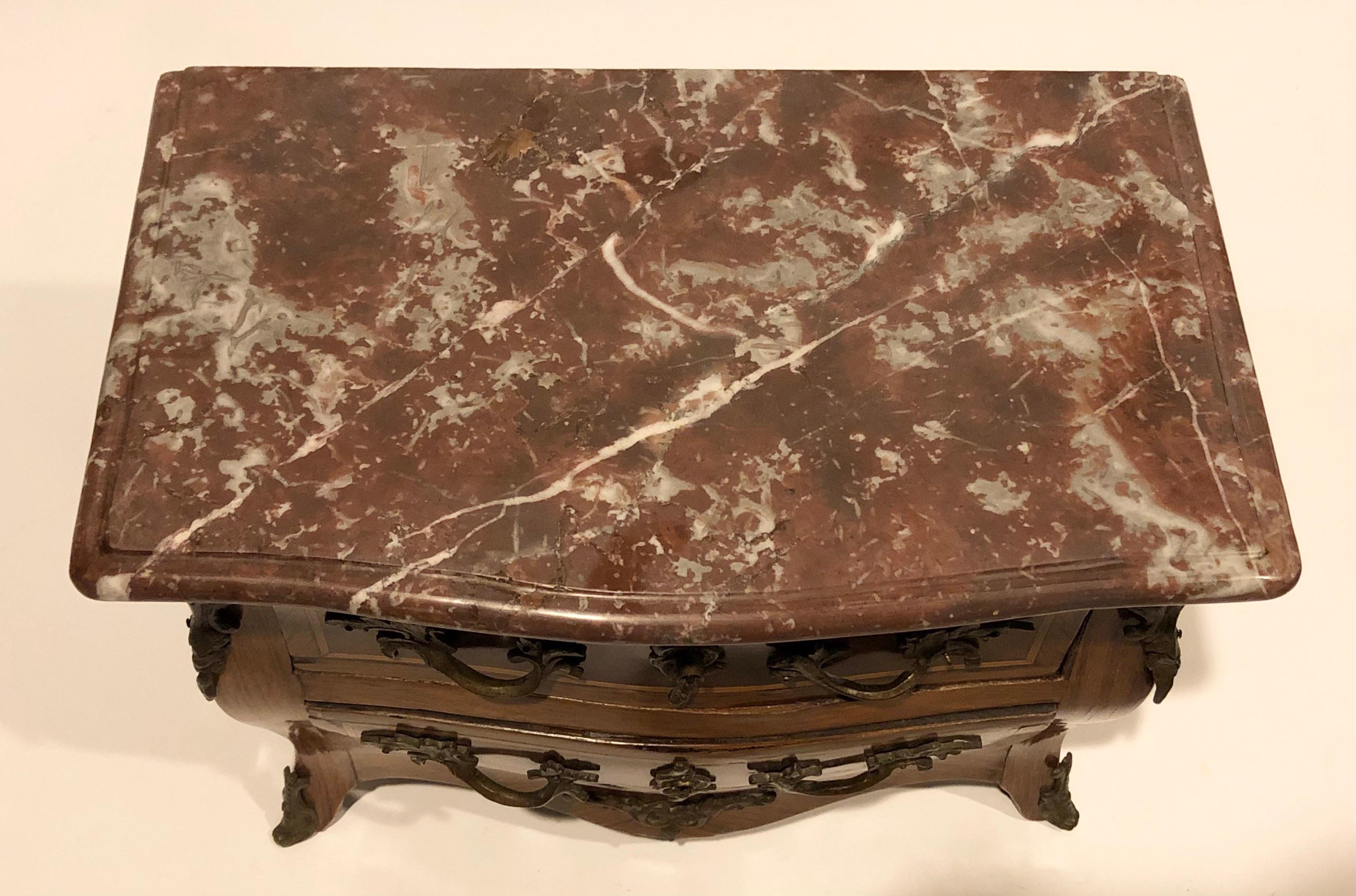 Wood 19th Century French Miniature Marble-Top Commode