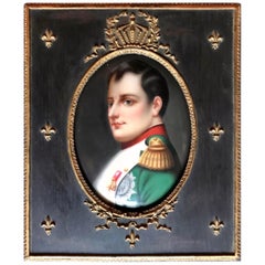 19th Century French Miniature of Napoleon I after Paul Delaroche in Period Frame