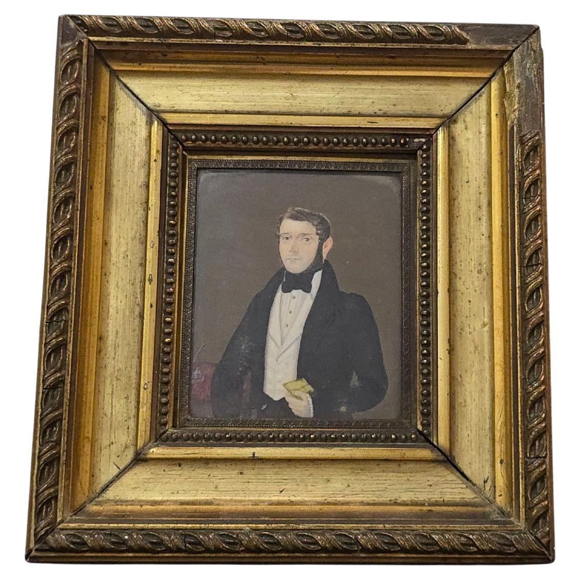 Miniatura francese del XIX secolo - Ritratto di un gentiluomo