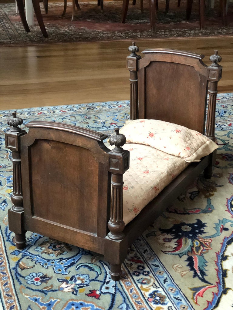 19th Century French Miniature Walnut Dog or Doll Daybed in Louis XVI Style 3