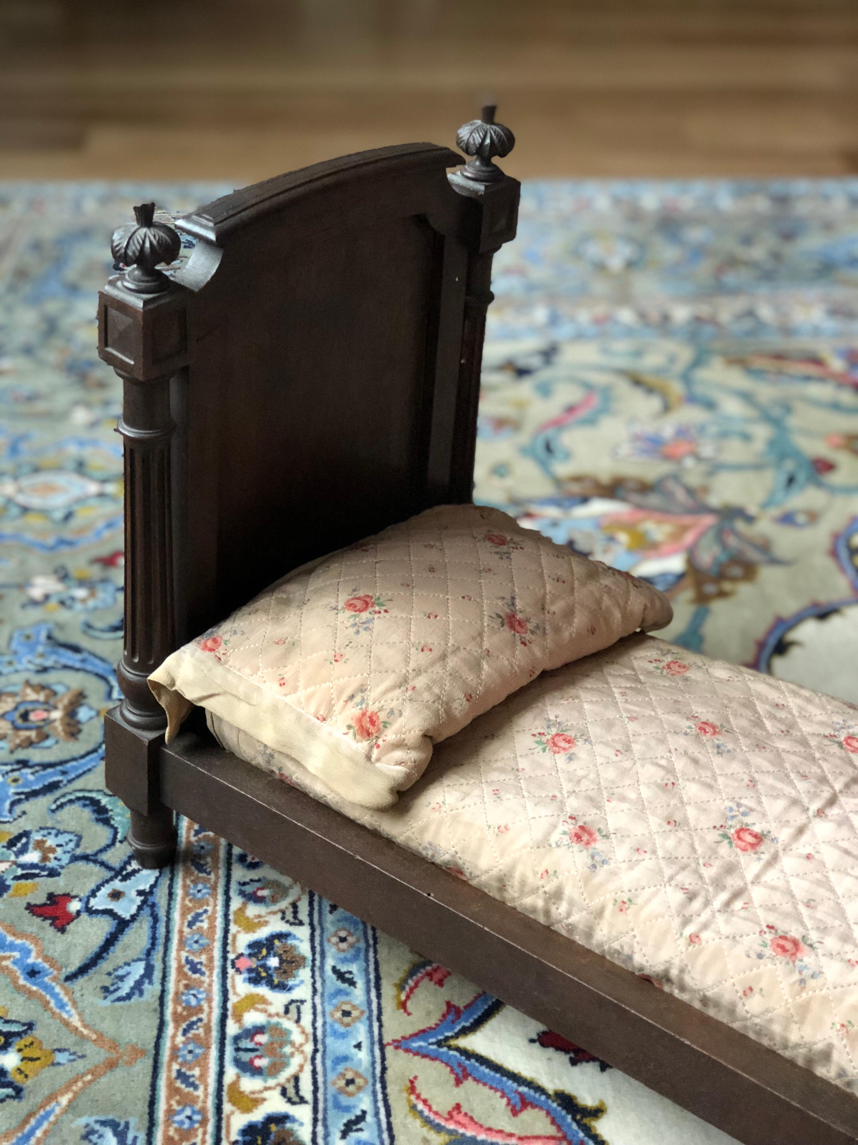 19th Century French Miniature Walnut Dog or Doll Daybed in Louis XVI Style 6