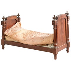 Antique 19th Century French Miniature Walnut Dog or Doll Daybed in Louis XVI Style