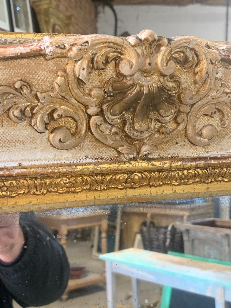 19th Century French Mirror In Distressed Condition For Sale In Ongar, GB