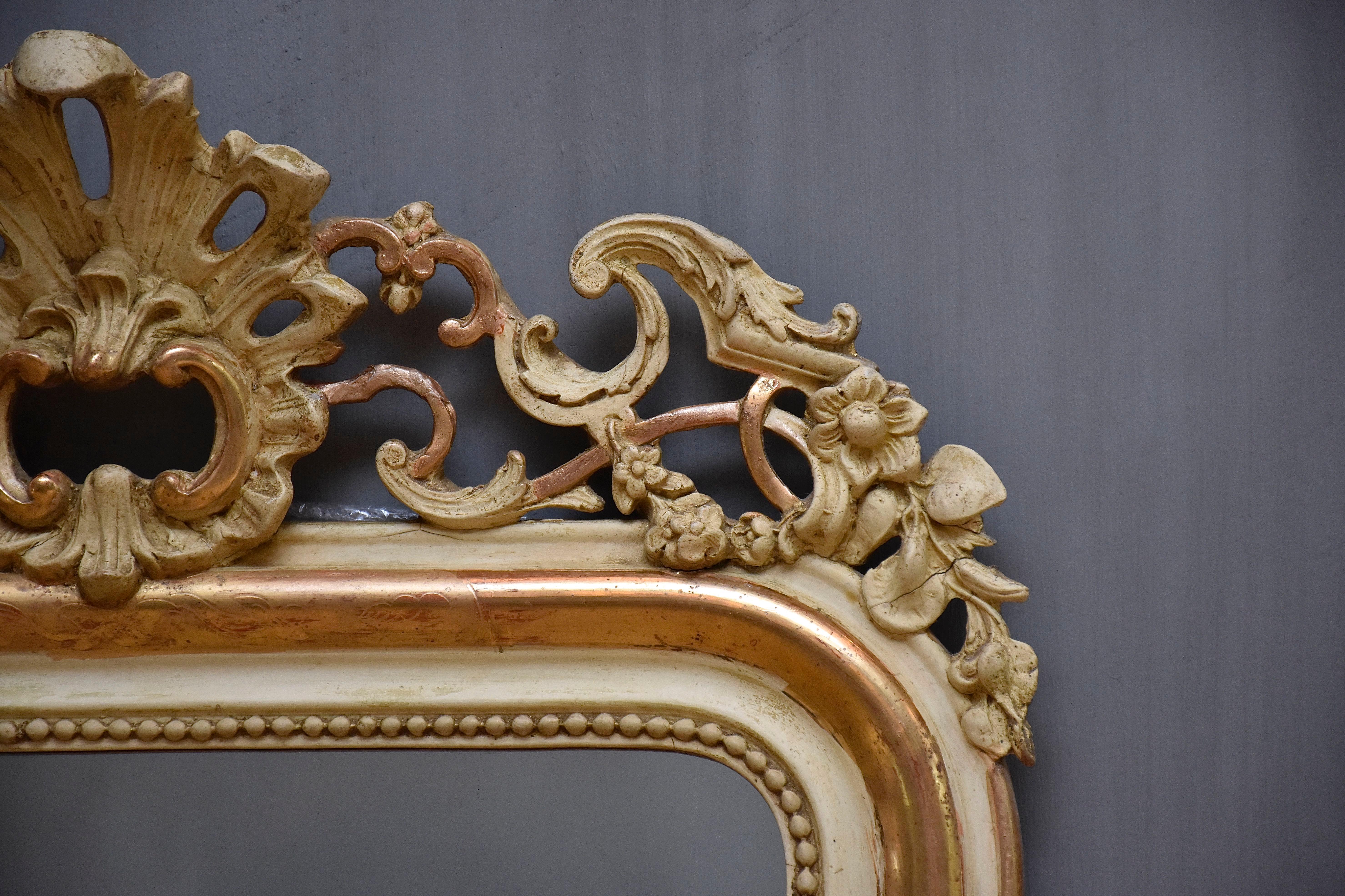 Louis Philippe 19th century French mirror Louis-Philippe with a crest For Sale