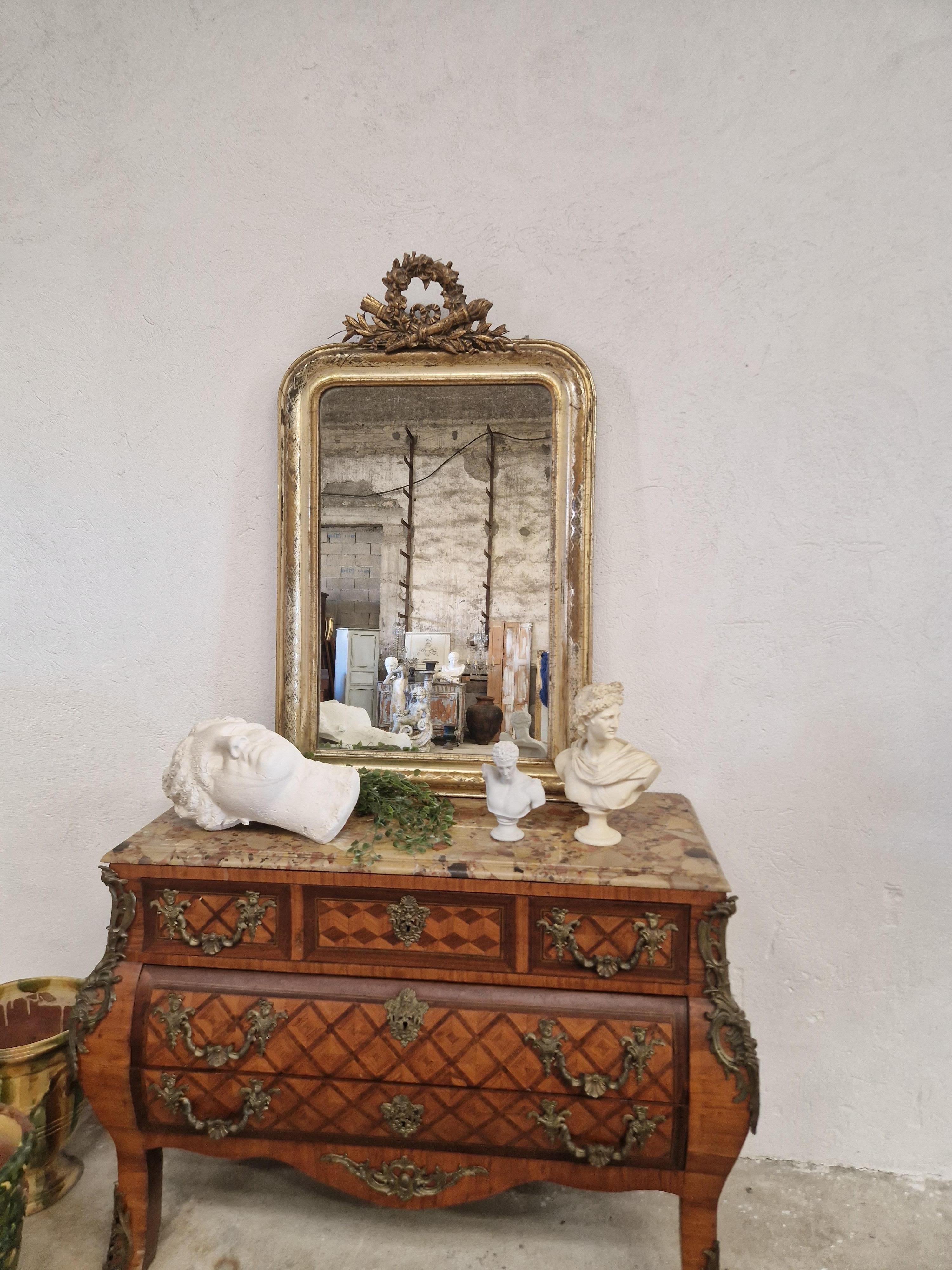 19th Century French Mirror Louis XVI Style Gilded 6