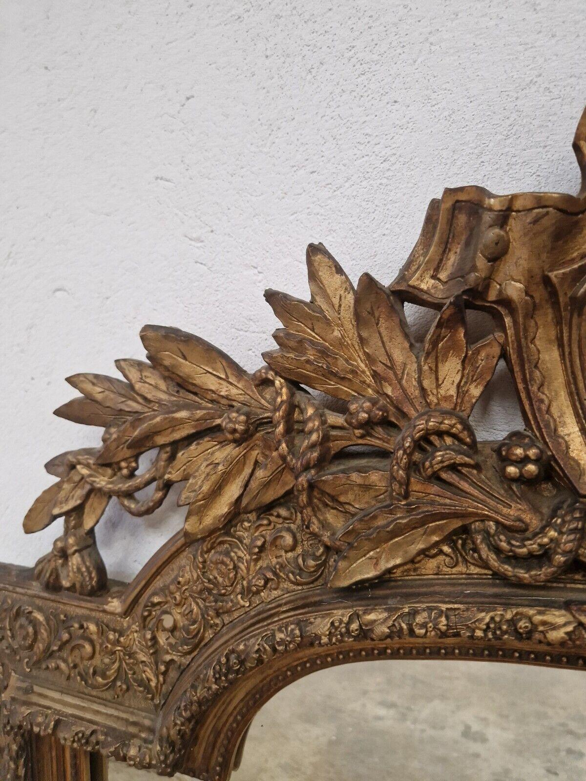 19th Century French Mirror Louis XVI Style Gilded Wood In Good Condition In Buxton, GB
